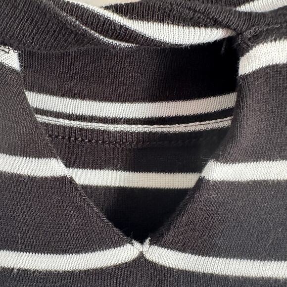 Chico’s Size 3 XL Black White Stripe Cotton Top Casual Work Travel - Picture 3 of 7